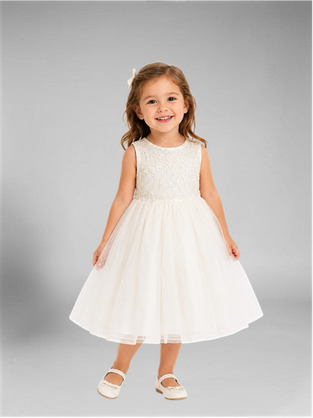 marmellata Ivory Lace Tulle Flower Girl Dress
